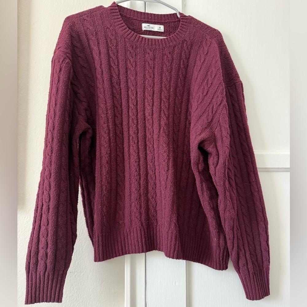 Hollister Maroon Cable Knit Sweater